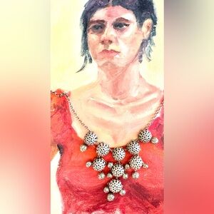 Very BOHO Goldtone festival necklace3-D, East Asian